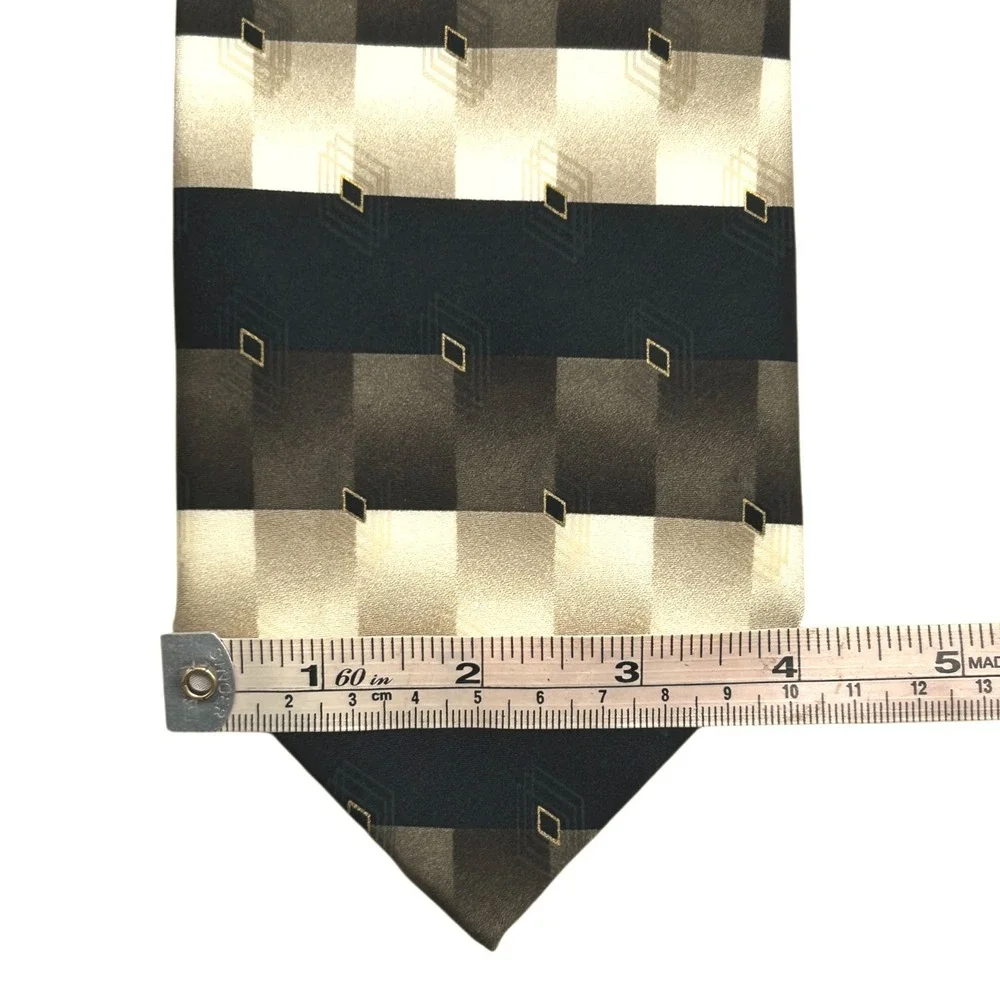 Bergamo New York X-Long Silk Geometric Square Diamond Pattern Necktie 65